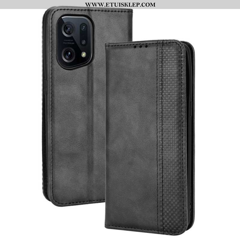 Etui Na Telefon do Oppo Find X5 Etui Folio Stylizowany Efekt Skóry W Stylu Vintage